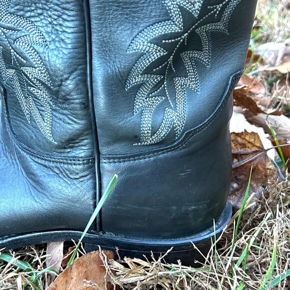 1990s Tony Lama Black Leather Cowboy Boots Size 11D Handcrafted USA main image 6